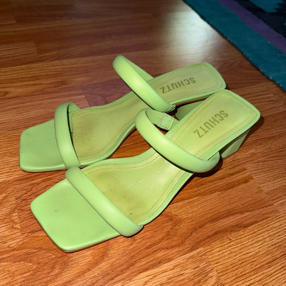 SCHUTZ Brat Lime Green Strappy Heels